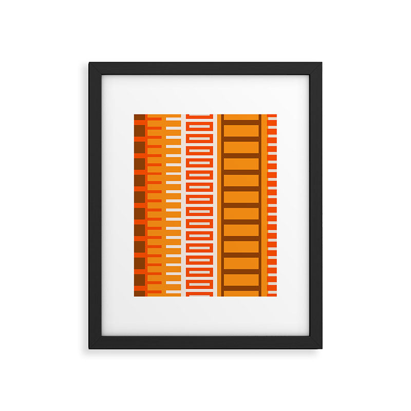 Retro 70s Brown and Orange Color Block Vertical Stripes Geometric Pattern Framed Art Print Gallery Image 6