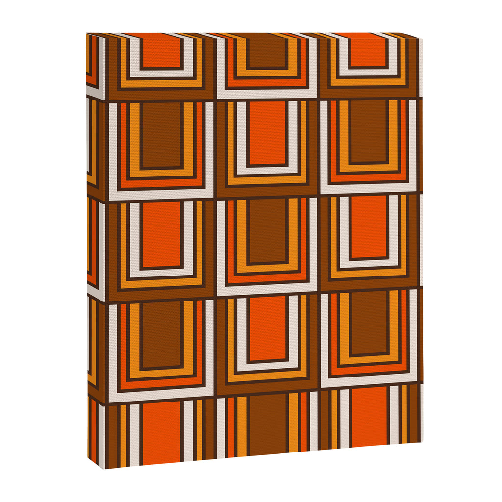 Retro 70s Brown and Orange Geometric Portes Pattern II Canvas Print Gallery Image 8