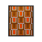 Retro 70s Brown and Orange Geometric Portes Pattern II Framed Canvas Print Gallery Image 8