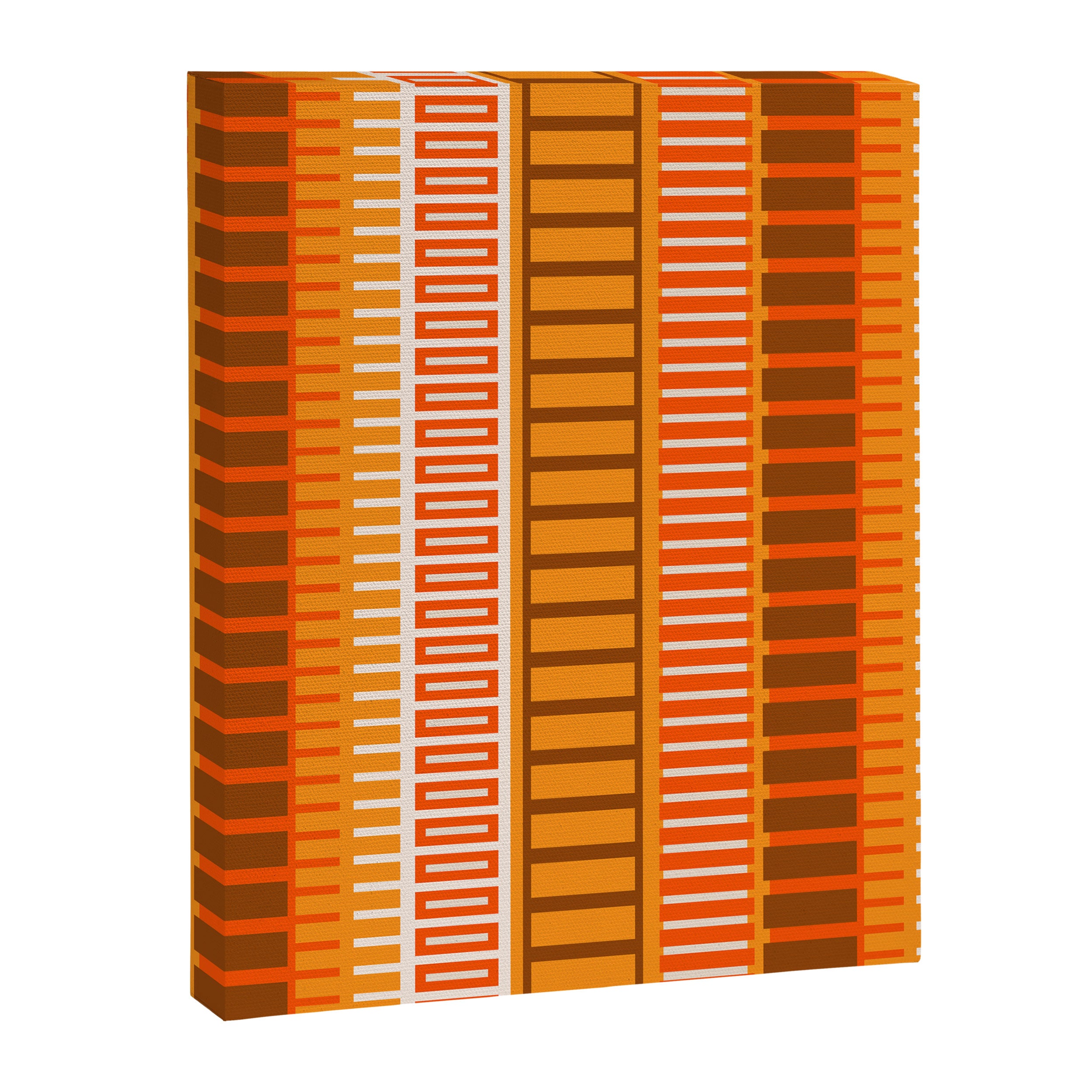 Retro 70s Brown and Orange Mid Century Color Block Vertical Stripes Geometric Pattern  Canvas Print Gallery Image 8