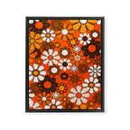 Retro 70s Floral Pattern Groovy Garden Flowers in Orange and Brown Framed Canvas Print Gallery Image 8