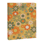 Retro 70s Floral Pattern in Mossy Sage Olive Green Orange Mustard Canvas Print Gallery Image 8
