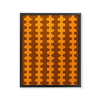 Retro 70s Mid Century Ogee A-Go-Go Wobbly Vertical Stripes Brown and Orange Framed Canvas Print Gallery Image 8