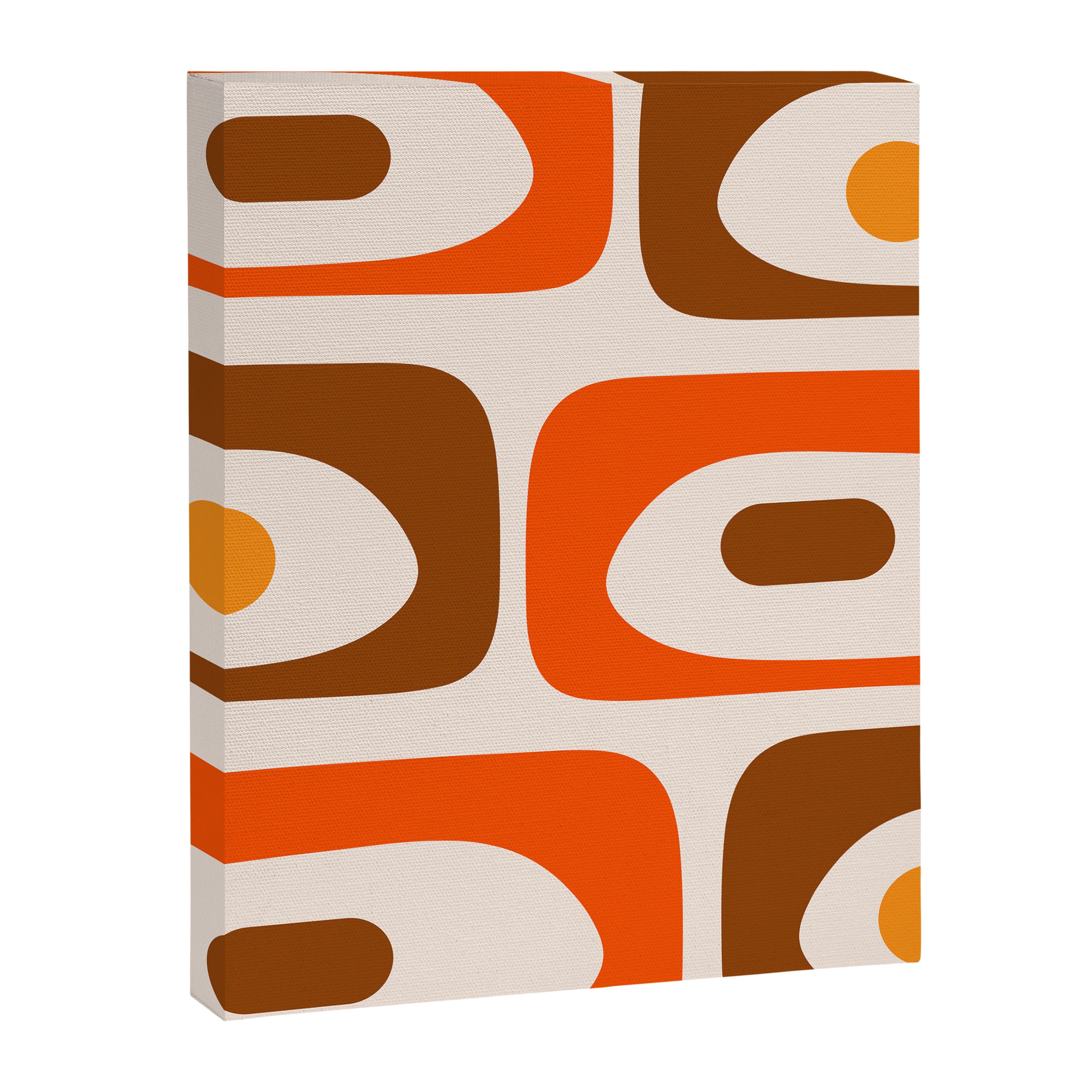 Retro 70s Minimalist Mid Century Modern Piquet Abstract in 1970s Brown and Orange Tones Canvas Print Gallery Image 8