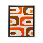 Retro 70s Minimalist Mid Century Modern Piquet Abstract in 1970s Brown and Orange Tones Framed Canvas Print Gallery Image 8