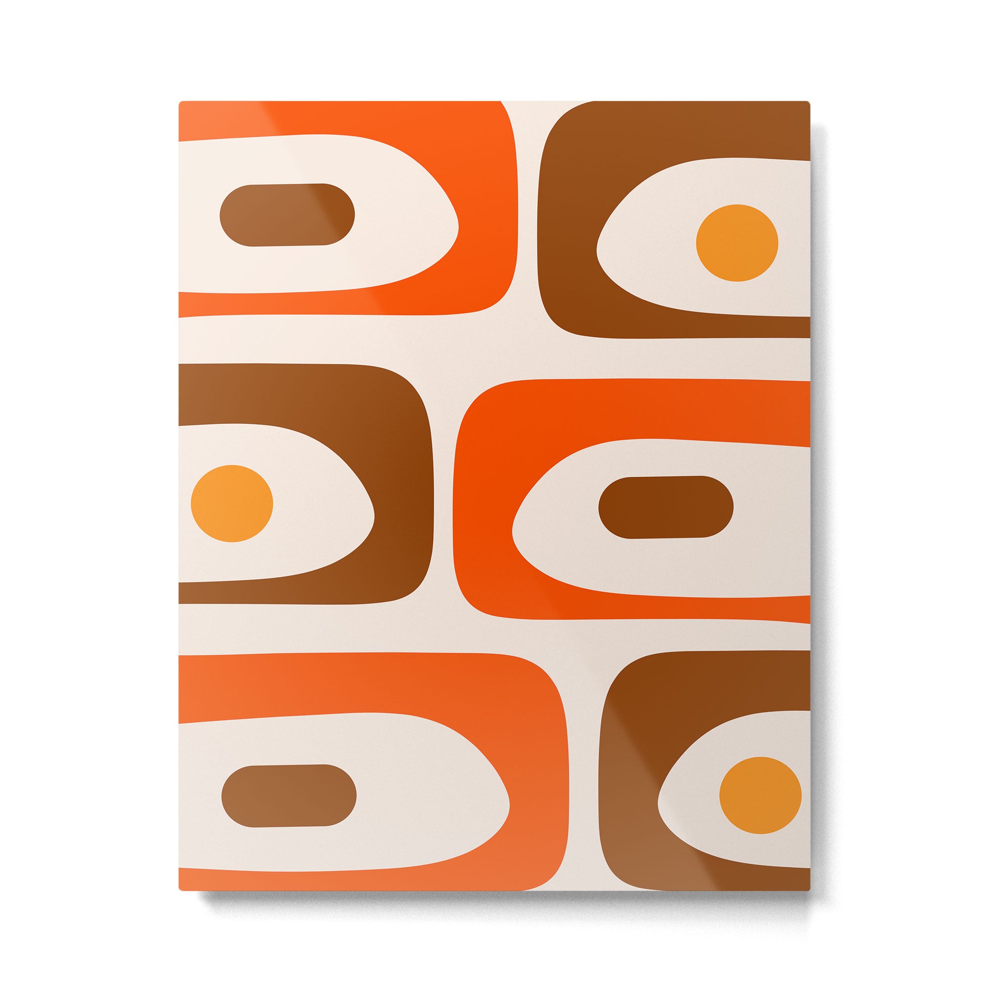 Retro 70s Minimalist Mid Century Modern Piquet Abstract in 1970s Brown and Orange Tones Metal Print Gallery Image 6