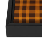 Retro 70s Plaid Pattern in Orange and Dark Brown Framed Canvas Print Gallery Image 3