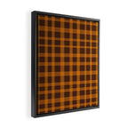 Retro 70s Plaid Pattern in Orange and Dark Brown Framed Canvas Print Gallery Image 2