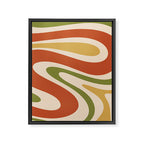 Retro 70s Swirls Abstract Pattern Burnt Orange Olive Mustard Beige Framed Canvas Print Gallery Image 8