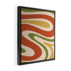 Retro 70s Swirls Abstract Pattern Burnt Orange Olive Mustard Beige Framed Canvas Print Gallery Image 2