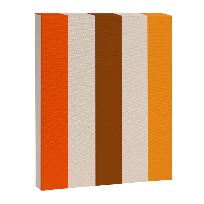 Retro 70s Vertical Stripes Brown Orange Beige Canvas Print Gallery Image 1