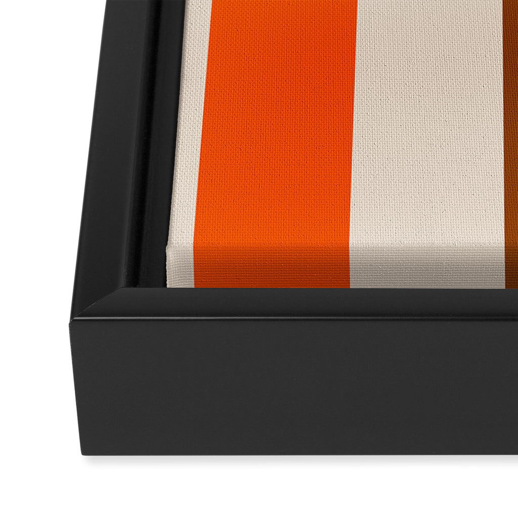 Retro 70s Vertical Stripes Brown Orange Beige Framed Canvas Print Gallery Image 3