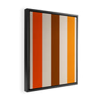 Retro 70s Vertical Stripes Brown Orange Beige Framed Canvas Print Gallery Image 2