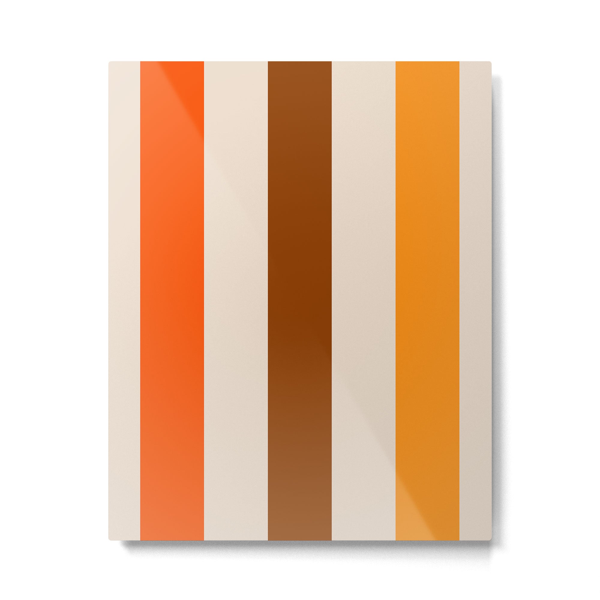 Retro 70s Vertical Stripes Brown Orange Beige Metal Print Gallery Image 6