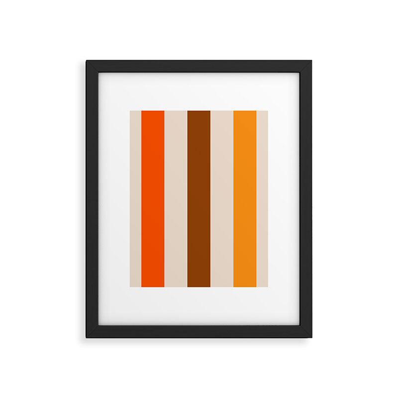 Retro 70s Vertical Stripes Brown Orange Beige Framed Art Print Gallery Image 6