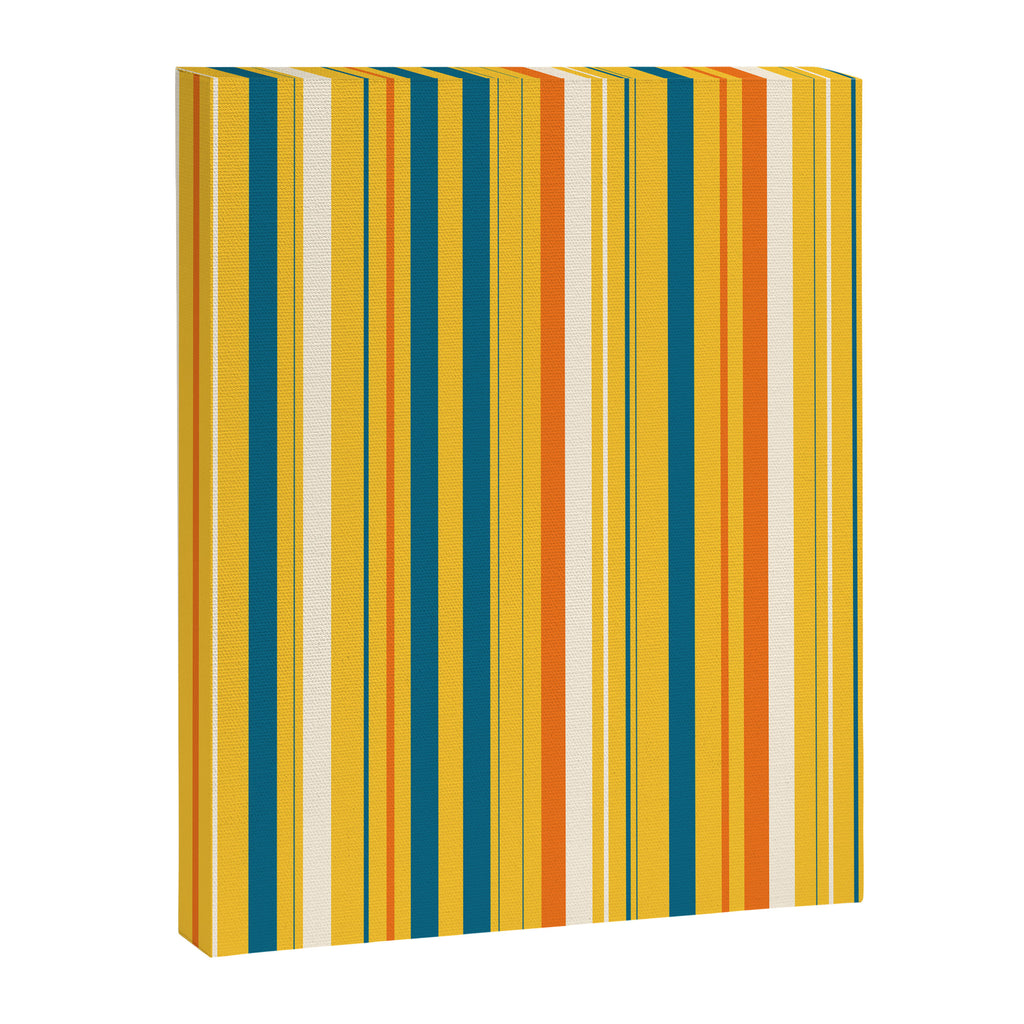 Retro 70s Vertical Stripes Orange Blue Yellow Pattern Canvas Print Gallery Image 6