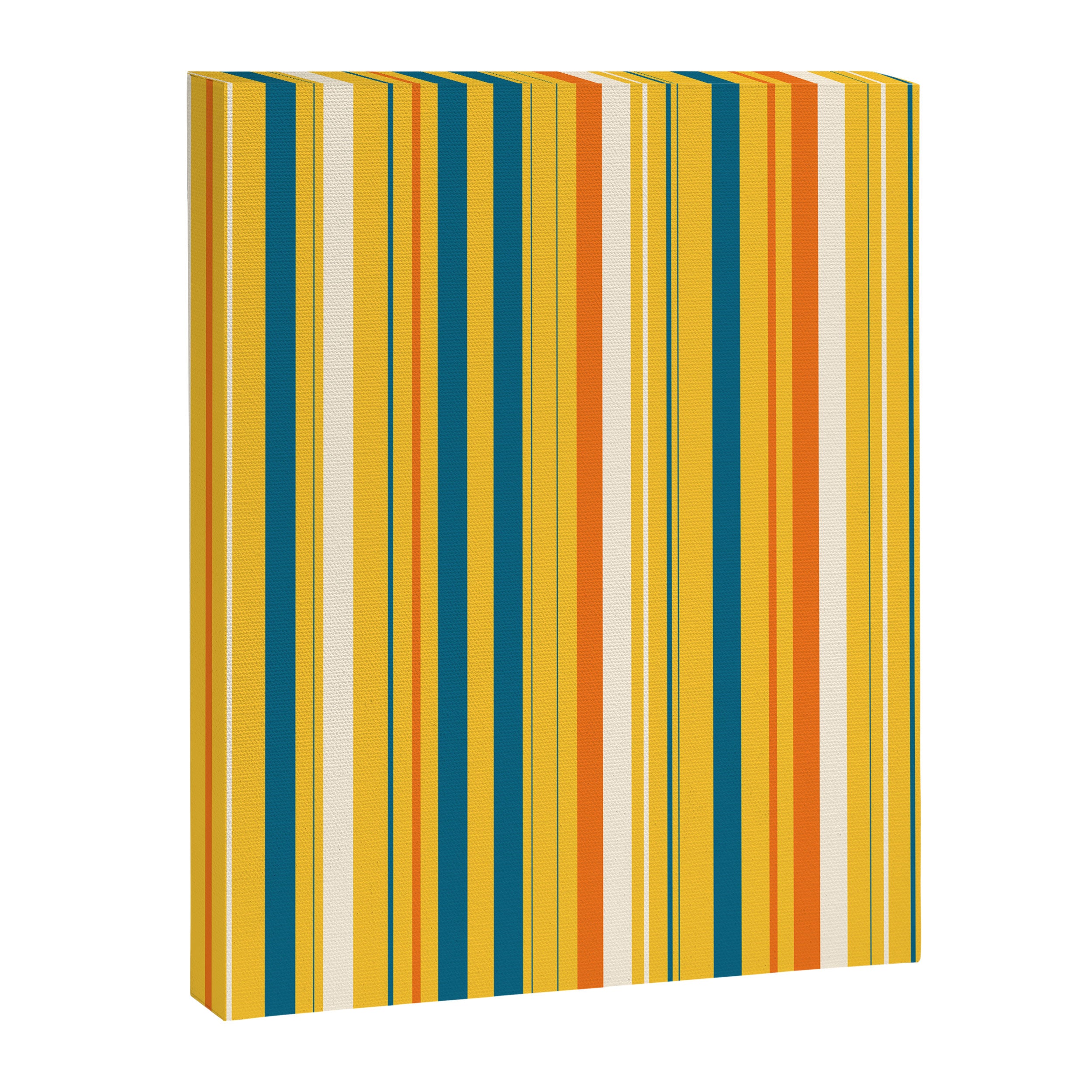 Retro 70s Vertical Stripes Orange Blue Yellow Pattern Canvas Print Gallery Image 6