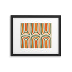 Retro Abstract Boho Confaab Pattern in Mossy Olive Green Orange Beige Framed Art Print Gallery Image 5
