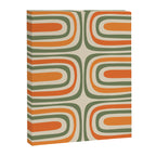 Retro Abstract Boho Confaab Vertical Pattern in Mossy Olive Green Orange Beige Canvas Print Gallery Image 6