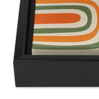 Retro Abstract Boho Confaab Vertical Pattern in Mossy Olive Green Orange Beige Framed Canvas Print Gallery Image 3