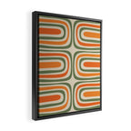 Retro Abstract Boho Confaab Vertical Pattern in Mossy Olive Green Orange Beige Framed Canvas Print Gallery Image 2