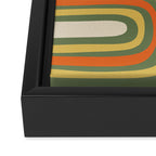 Retro Abstract Boho Confaab Vertical Pattern in Mossy Olive Green Orange Yellow Framed Canvas Print Gallery Image 3