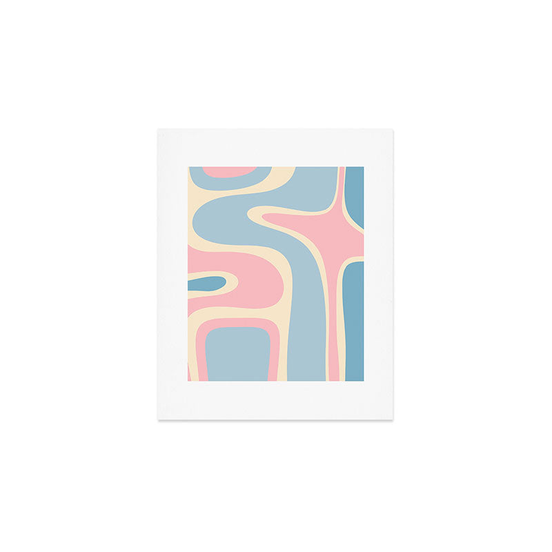 Retro Abstract Copacetic Pattern Pastel Pink and Blue Art Print Gallery Image 1
