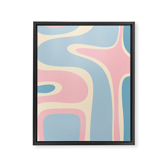 Retro Abstract Copacetic Pattern Pastel Pink and Blue Framed Canvas Print Gallery Image 1