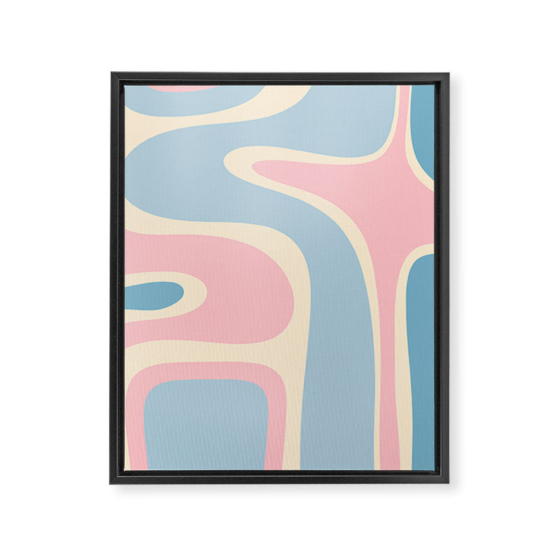 Retro Abstract Copacetic Pattern Pastel Pink and Blue Framed Canvas Print Gallery Image 8