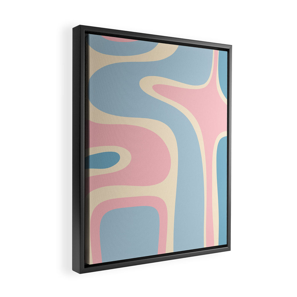 Retro Abstract Copacetic Pattern Pastel Pink and Blue Framed Canvas Print Gallery Image 2