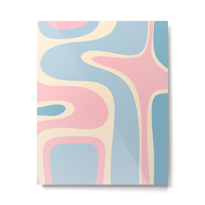 Retro Abstract Copacetic Pattern Pastel Pink and Blue Metal Print Gallery Image 1