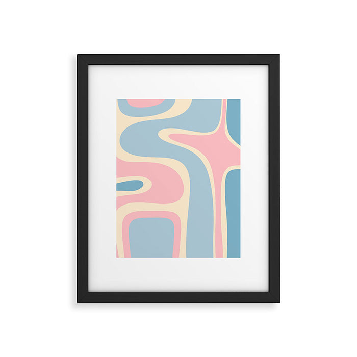 Retro Abstract Copacetic Pattern Pastel Pink and Blue Framed Art Print Gallery Image 1
