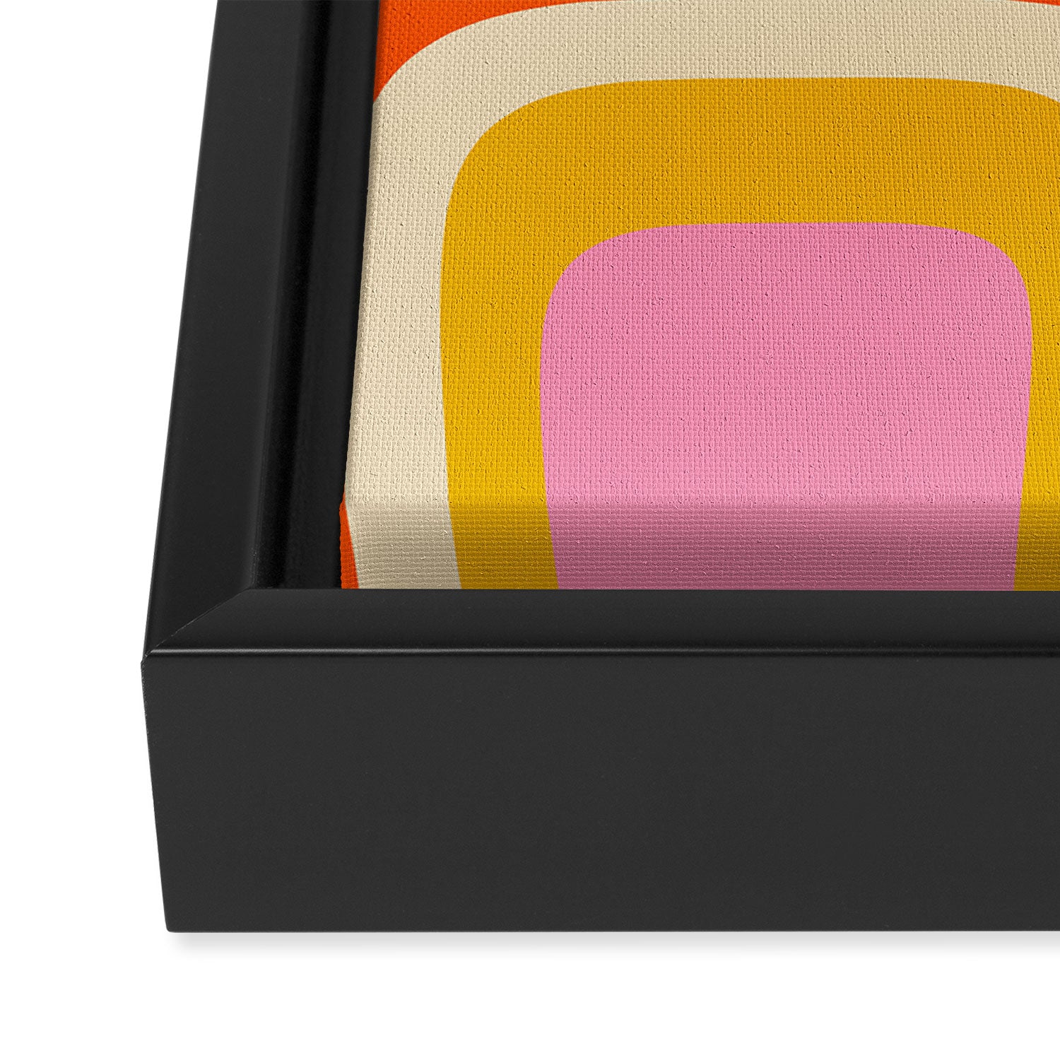 Retro Abstract Copacetic Pattern Pink Orange Yellow Framed Canvas Print Gallery Image 3