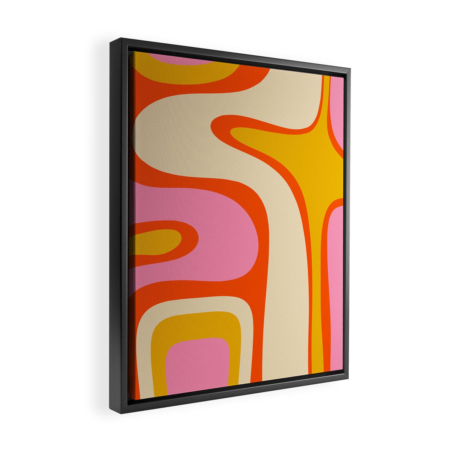 Retro Abstract Copacetic Pattern Pink Orange Yellow Framed Canvas Print Gallery Image 2