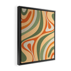 Retro Abstract New Groove Swirl Pattern in Mossy Sage Olive Green Apricot Orange Framed Canvas Print Gallery Image 2