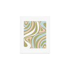 Retro Abstract New Groove Swirl Pattern Soft Sage Green Light Blue Art Print Gallery Image 1