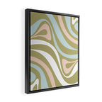 Retro Abstract New Groove Swirl Pattern Soft Sage Green Light Blue Framed Canvas Print Gallery Image 2