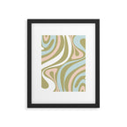 Retro Abstract New Groove Swirl Pattern Soft Sage Green Light Blue Framed Art Print Gallery Image 6