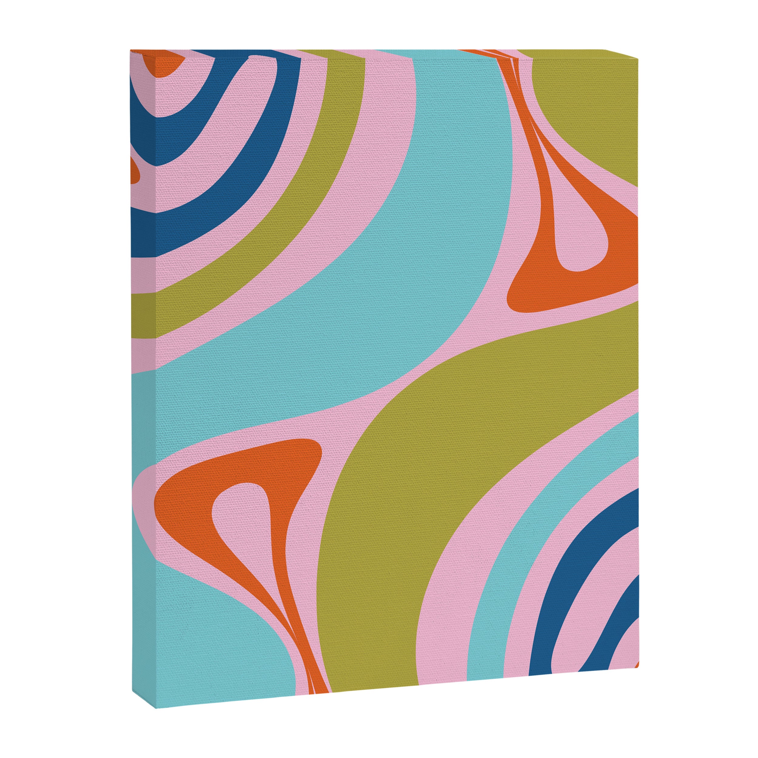 Retro Abstract New Groove Trippy Boho Pattern Multicolored on Pink Canvas Print Gallery Image 8