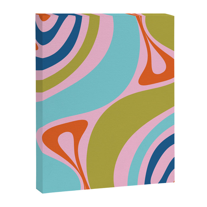 Retro Abstract New Groove Trippy Boho Pattern Multicolored on Pink Canvas Print Gallery Image 1