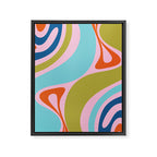 Retro Abstract New Groove Trippy Boho Pattern Multicolored on Pink Framed Canvas Print Gallery Image 8