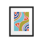 Retro Abstract New Groove Trippy Boho Pattern Multicolored on Pink Framed Art Print Gallery Image 6