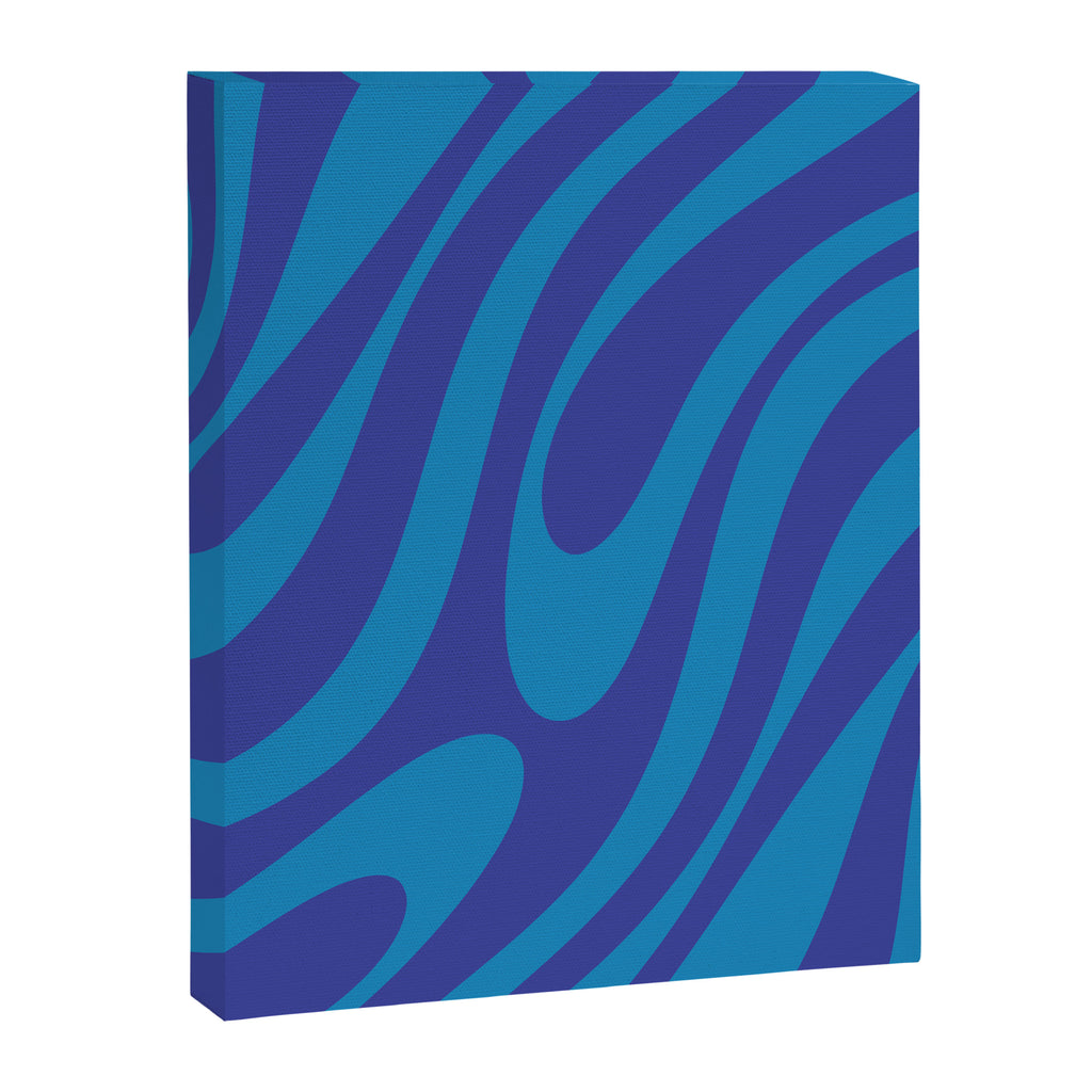 Retro Abstract Pattern Wavy Loops Contemporary Pop Art in Bold Blue Canvas Print Gallery Image 8