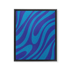 Retro Abstract Pattern Wavy Loops Contemporary Pop Art in Bold Blue Framed Canvas Print Gallery Image 8