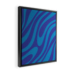 Retro Abstract Pattern Wavy Loops Contemporary Pop Art in Bold Blue Framed Canvas Print Gallery Image 2
