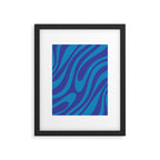Retro Abstract Pattern Wavy Loops Contemporary Pop Art in Bold Blue Framed Art Print Gallery Image 6