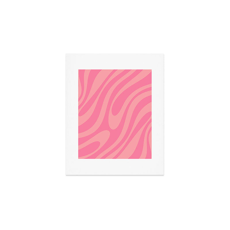 Retro Abstract Wavy Loops Pattern in Pretty Pink Art Print Gallery Image 1