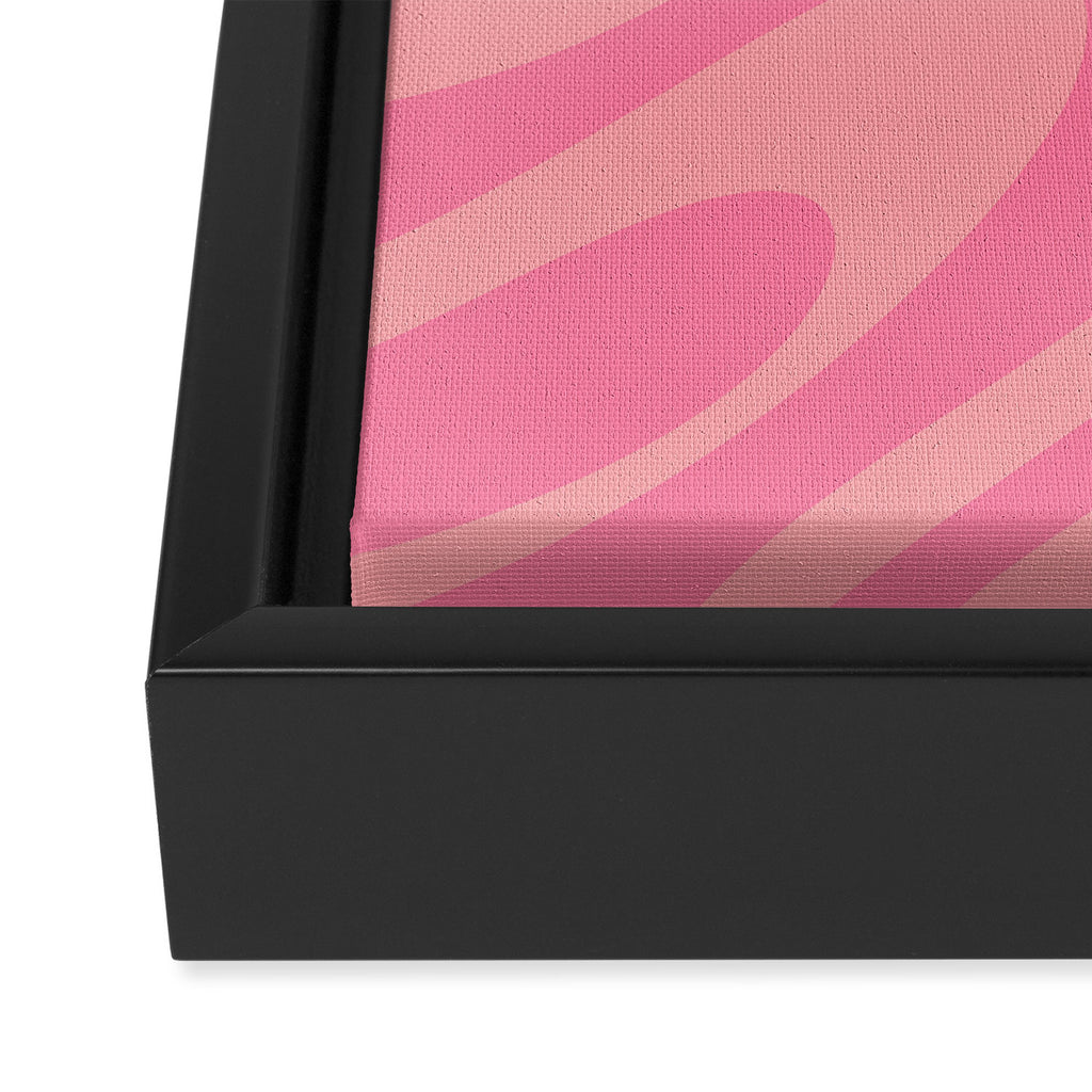 Retro Abstract Wavy Loops Pattern in Pretty Pink Framed Canvas Print Gallery Image 3