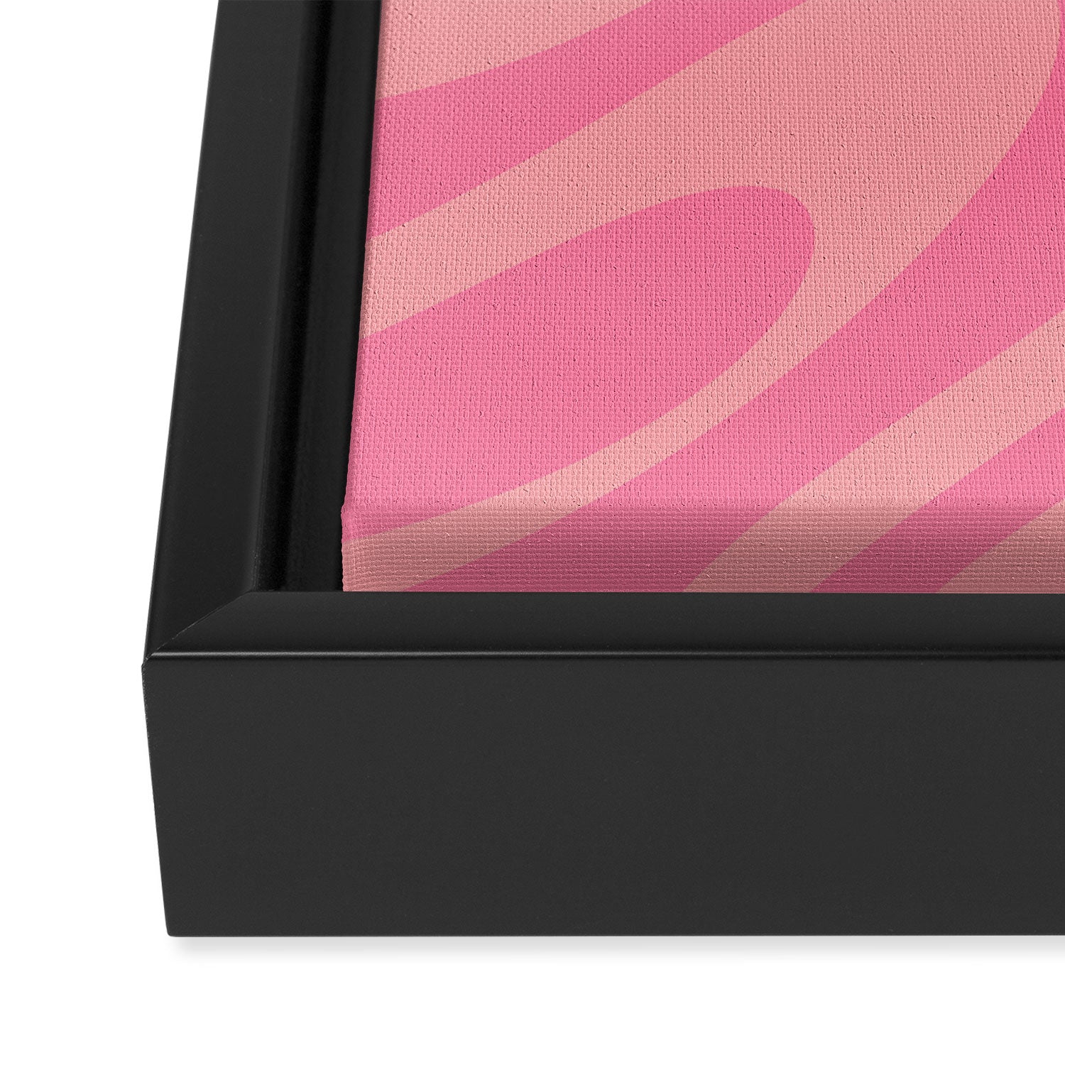 Retro Abstract Wavy Loops Pattern in Pretty Pink Framed Canvas Print Gallery Image 3
