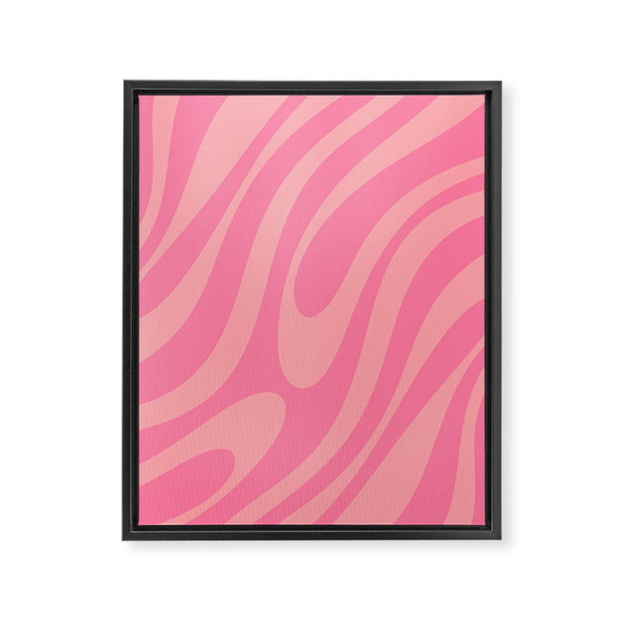 Retro Abstract Wavy Loops Pattern in Pretty Pink Framed Canvas Print Gallery Image 1
